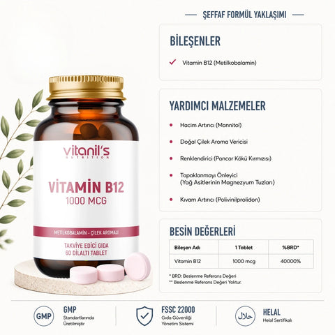 Vitanil's Vitamin B12 Chewable 60 Tablet