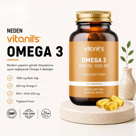 Vitanil's Omega 3 Fish Oil 1000 mg 30 Soft Jel